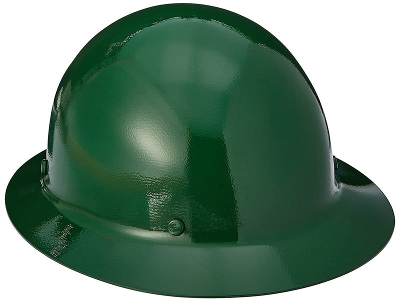 MSA 454668 Skullgard Full-Brim Hard Hat with Staz-on Pinlock Suspension | Non-slotted Cap, Made of Phenolic Resin, Radiant Heat Loads up to 350F - Standard Size in Green - Image 1